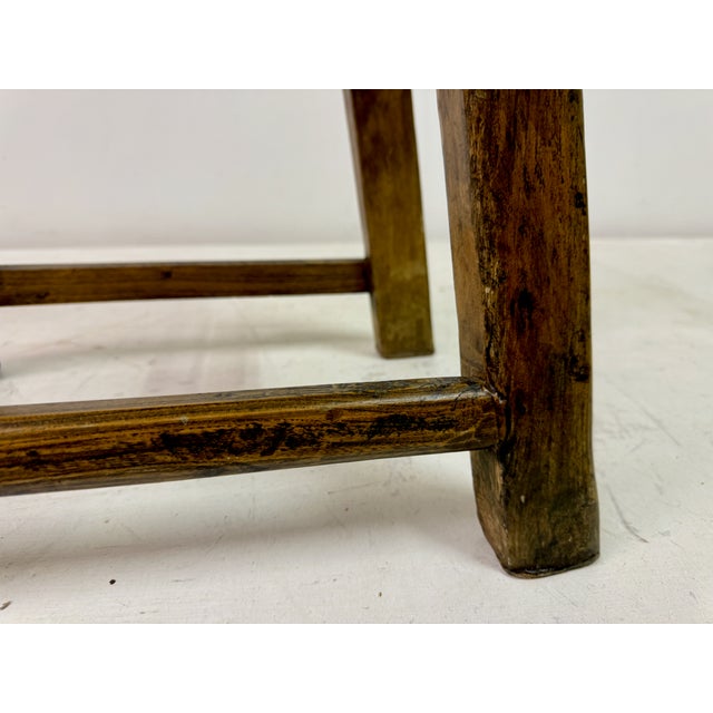 Rustic Antique Rustic Elm Stool For Sale - Image 3 of 14