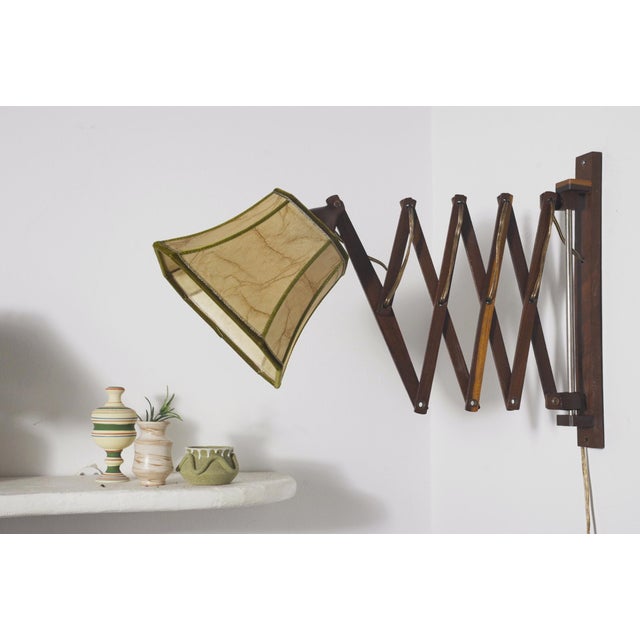 Mid-Century Modern Scissor Wall Lamp in Green Velvet, 1950s For Sale - Image 10 of 11