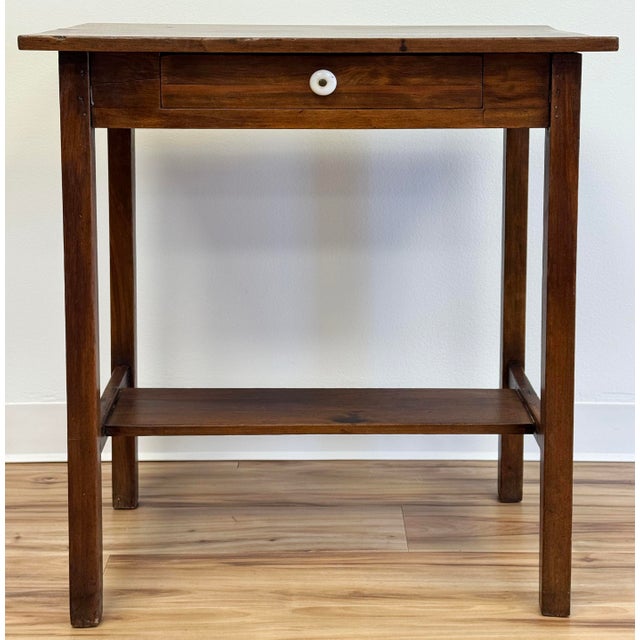 Farmhouse Antique Single Drawer Pine Table or Writing Desk For Sale - Image 3 of 11
