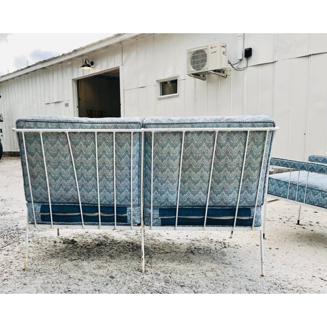 Blue Vintage Mid Century Metal Porch Sofa & Chair For Sale - Image 8 of 13