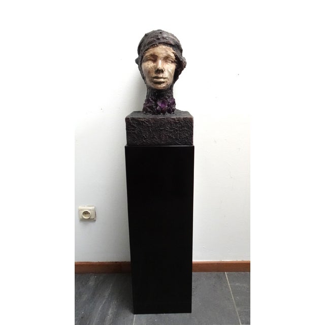 Large Brutalist Bust Sculpture with Amethyst by Marc D'haenens, 1970s For Sale - Image 10 of 17