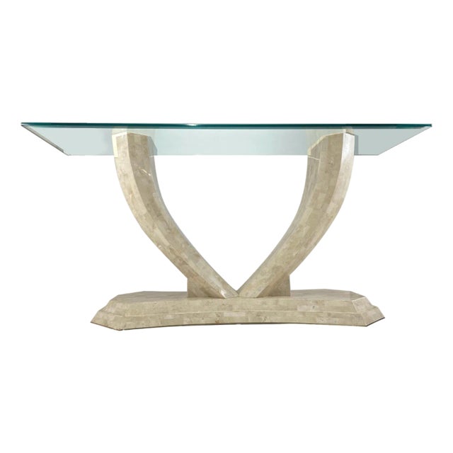 Robert Marcius for Maitland Smith Arched Tessellated Stone Console Table For Sale