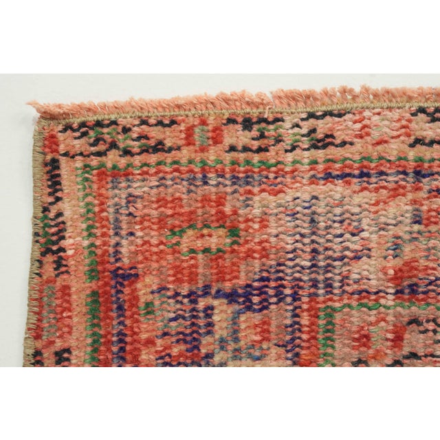 1970s Vintage Turkish Handmade Wool Cotton Red Area Rug For Sale - Image 4 of 12