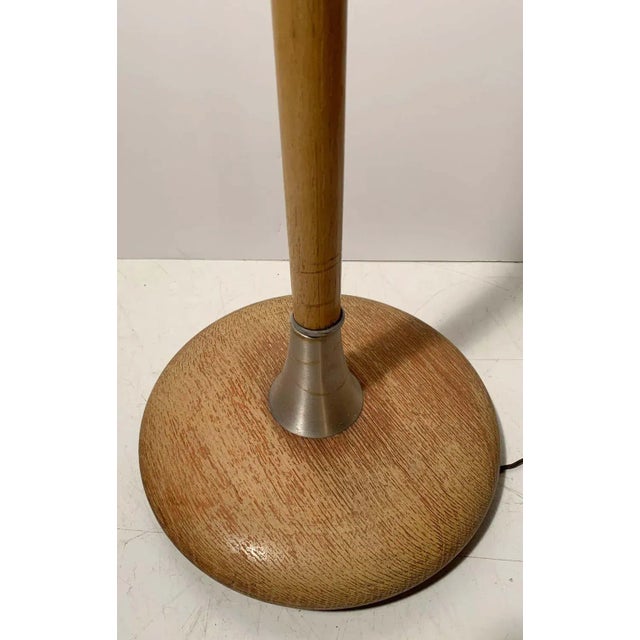 Vintage Modern Aluminum and Wood Floor Lamp attributed to Russel Wright For Sale - Image 9 of 10