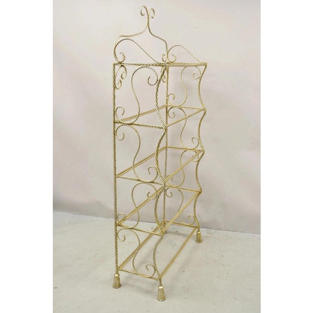 Mid 20th Century Italian Hollywood Regency Iron Rope Tassel Silver Gold 5 Tier Etagere Bookcase For Sale - Image 12 of 12