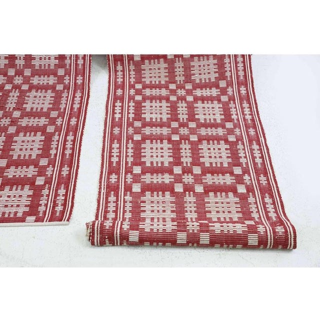 Early 20th Century Swedish Red & White Pattern Runner Rug For Sale - Image 4 of 9