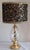 Vintage Table Lamp with Twisted Crystal Glass Base in Brass Mounting and Sequined Shade from Lamplove, 1980s, in Very Good...