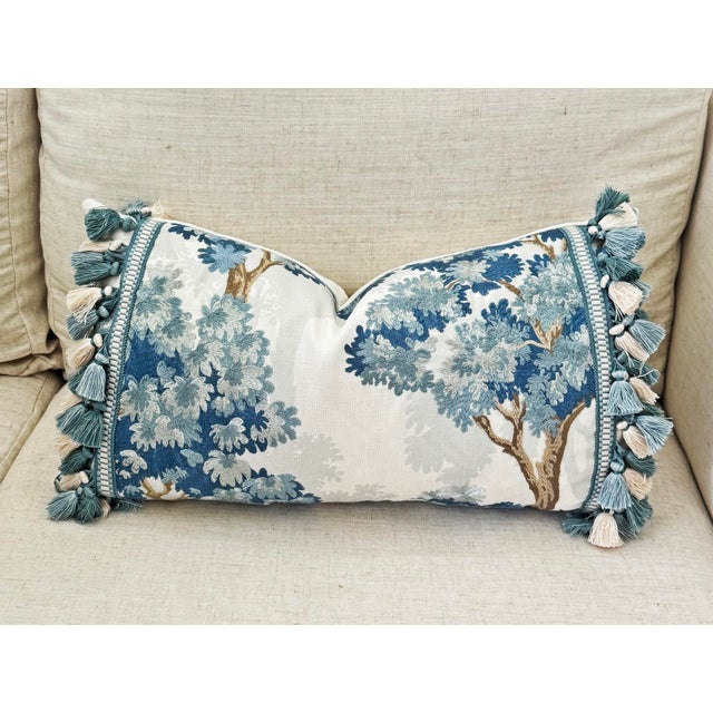 English La Canopée Lumbar Pillow With Tassel Trim - Cascade For Sale - Image 3 of 5