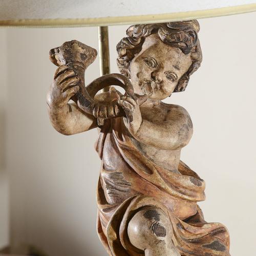 Wooden Angel Cherub Lamp For Sale - Image 3 of 8