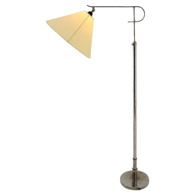 Functionalist Bauhaus Chrome Adjustable Floor Lamp, 1930s For Sale