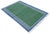 Forest Green Handmade Cotton Vegetable Dyed Rug, Forest Green, White and Blue Zig Zag Striped Dhurrie-5'x7' For Sale - Image 8 of 12