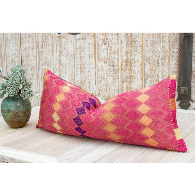 Indian Antique Jaina Sindh Silk Pillow For Sale - Image 3 of 10