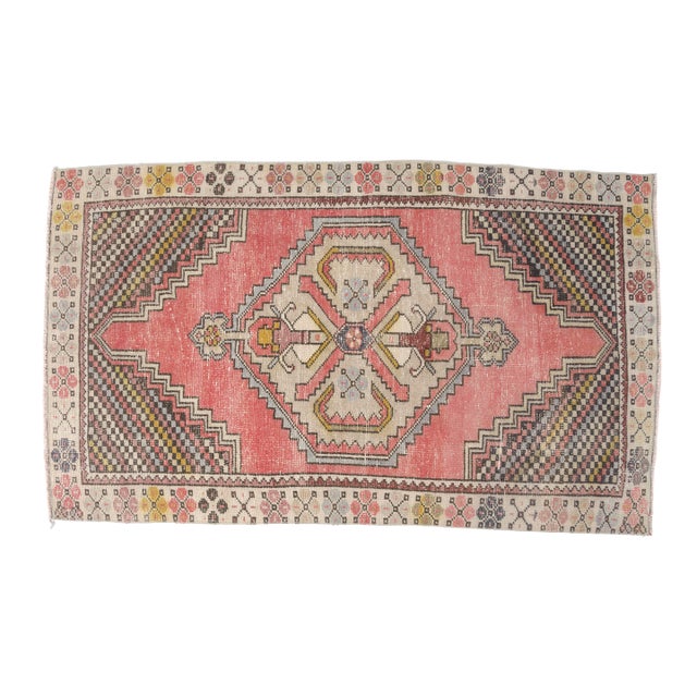 Vintage Handknotted Floral Oushak Rug For Sale