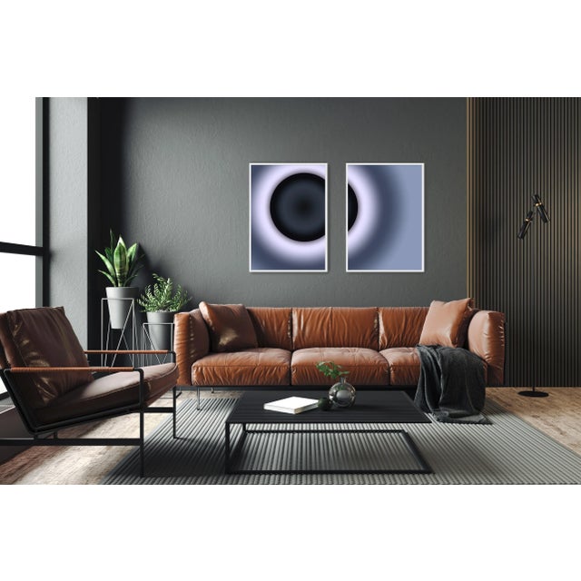 Photography 2023, Abstract Geometric Spacial Landscape in Black and White of Black Eclipse, Diptych, Limited Edition Giclée Print by Cyd Fointaine - Set of 2 For Sale - Image 7 of 9
