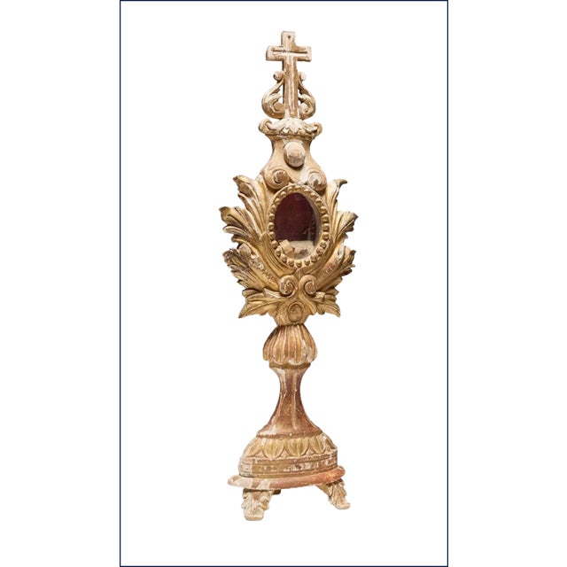 Religious 18th Century Carved Giltwood Reliquary Stand For Sale - Image 3 of 4