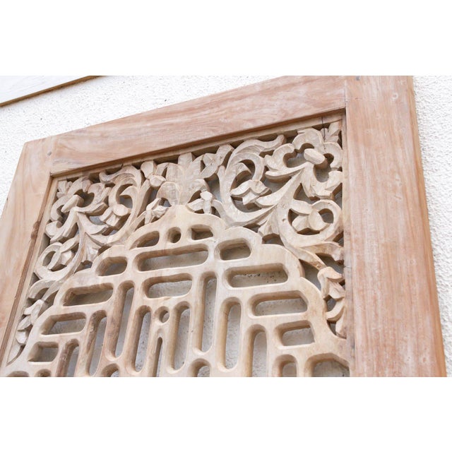 Reconstructed Ethereal Whitewash Lattice Carved Door For Sale In Los Angeles - Image 6 of 8