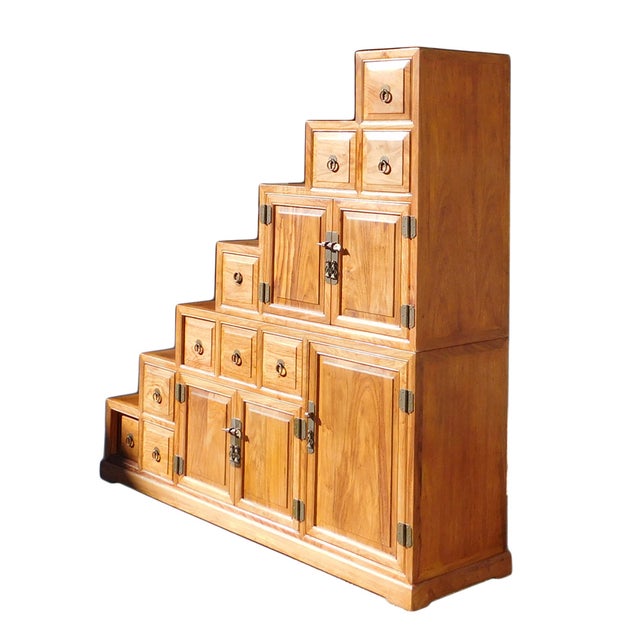 Chinese Rosewood Japanese Step Tansu Cabinet | Chairish