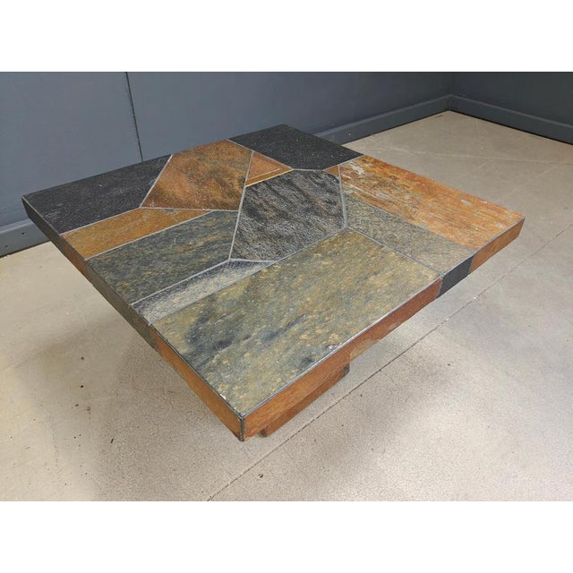 Beige Brutalist Slate Stone Coffee Table, 1980s For Sale - Image 8 of 14