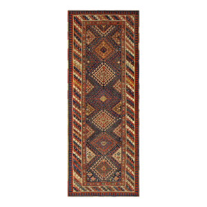 Charming Navy Blue Background Color With Elegant Diamond a Geometric Design Antique Persian Tribal Runner Rug