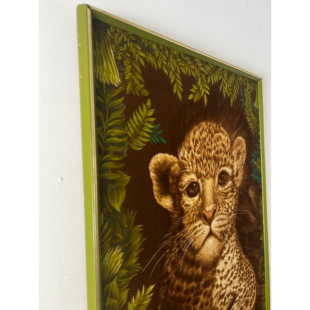 1970 Leopard Cub Wesco Reltex Framed Fabric on Board For Sale - Image 4 of 12