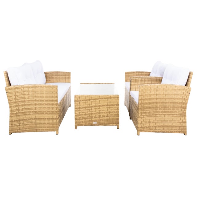 Beige Vellor 4-Piece Living Set, Natural/White Cushion For Sale - Image 8 of 9