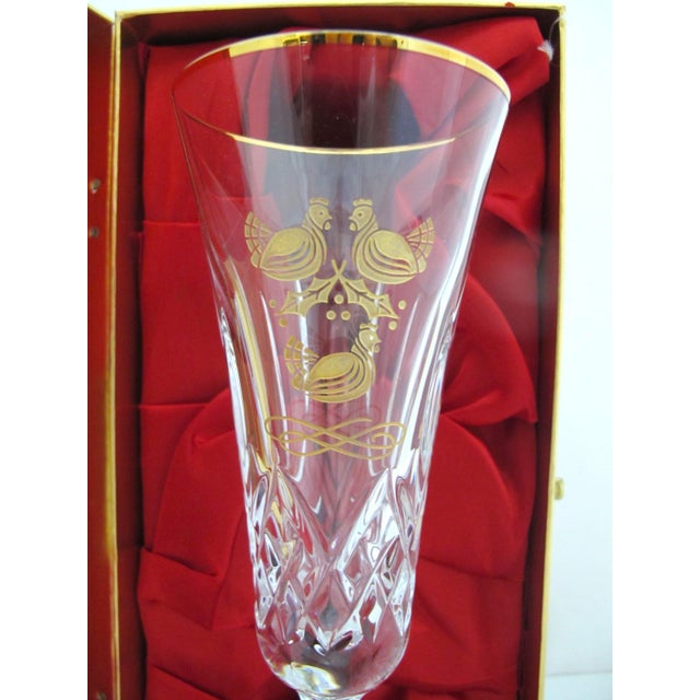 Waterford Crystal Waterford Crystal 3 French Hens 12 Days of Christmas Gold Champagne Flute in Box For Sale - Image 4 of 13