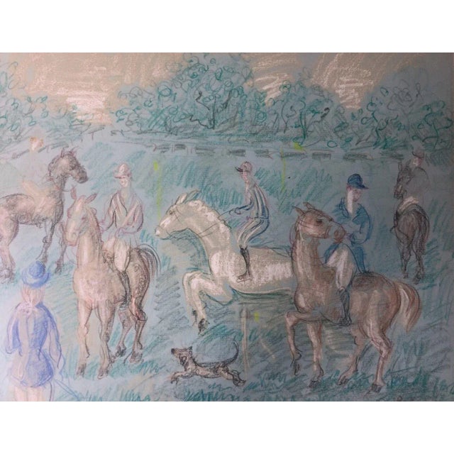 Paper 1950s Vintage French Hunting Scene Drawing For Sale - Image 7 of 9