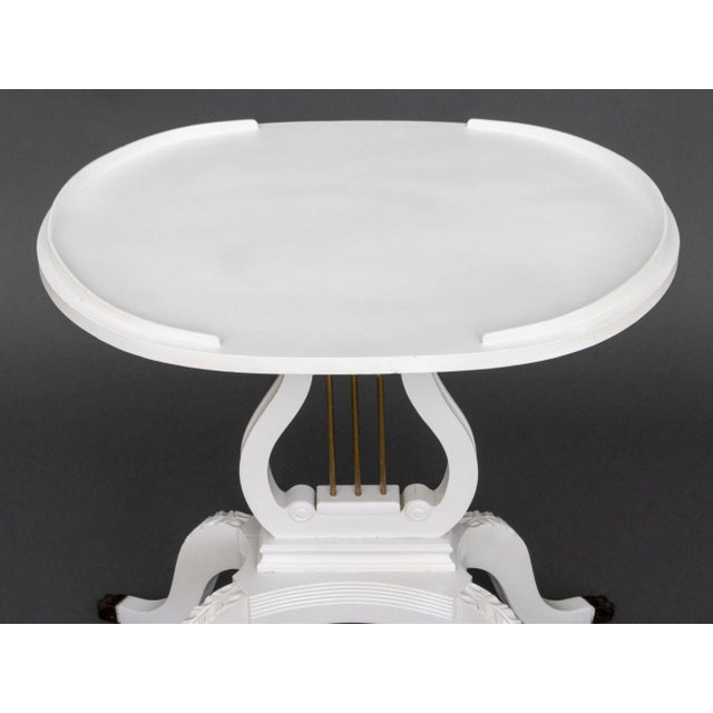 White Federal Style White Painted Harp Side Tables, Pair For Sale - Image 8 of 8