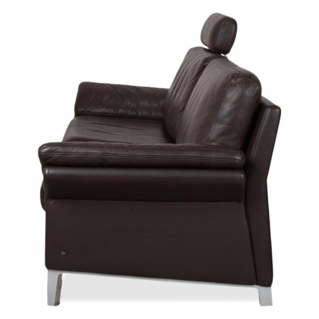 3300 Three-Seater Leather Brown Couch with Manual Function Headrest from Rolf Benz For Sale - Image 15 of 16