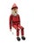 A charming, hand-carved wooden figure of a seated Santa Claus with movable joints. The figure features a rustic, folk-...