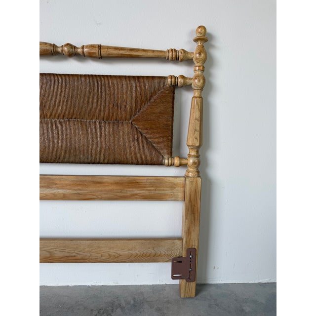 Vintage Coastal Organic Pickled Ash & Woven Rush Twin Headboards – Pair For Sale - Image 9 of 12