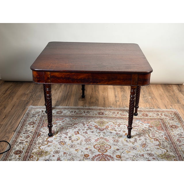 Wood American Classical Mahogany Single Drop-Leaf Table With Spiral-Twist Legs, C. 1830–1845 For Sale - Image 7 of 12