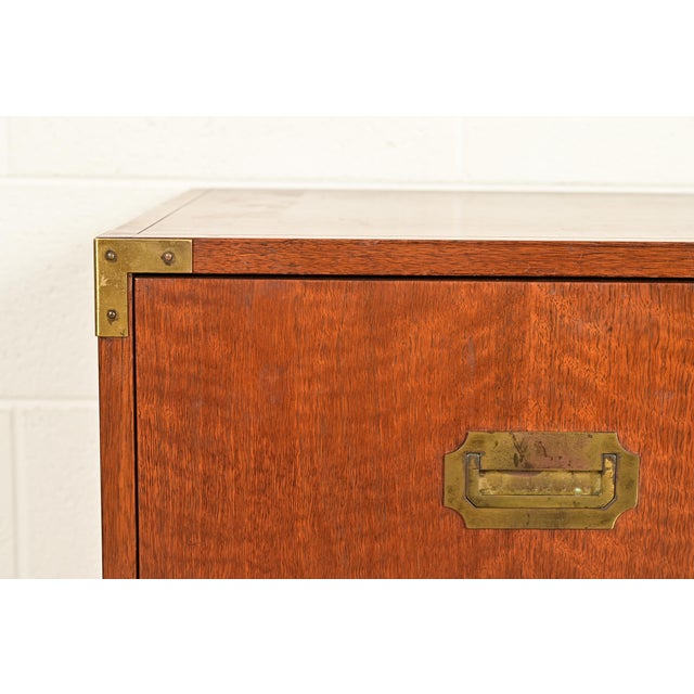 Brown Michael Taylor for Baker Furniture Hollywood Regency Campaign Walnut Dresser Chest, 1960s For Sale - Image 8 of 13