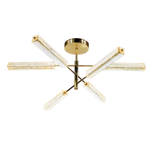 Brass and Ivory-Toned Onyx Sculptural Chandelier by Silvio Piattelli ...