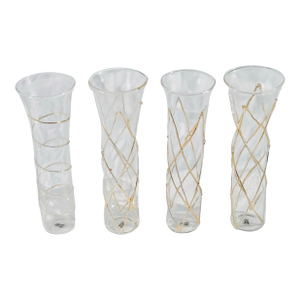 Set of 4 Abigail’s “Razzle Dazzle” Gold-Accented Champagne Flutes — Crisscross & Spiral