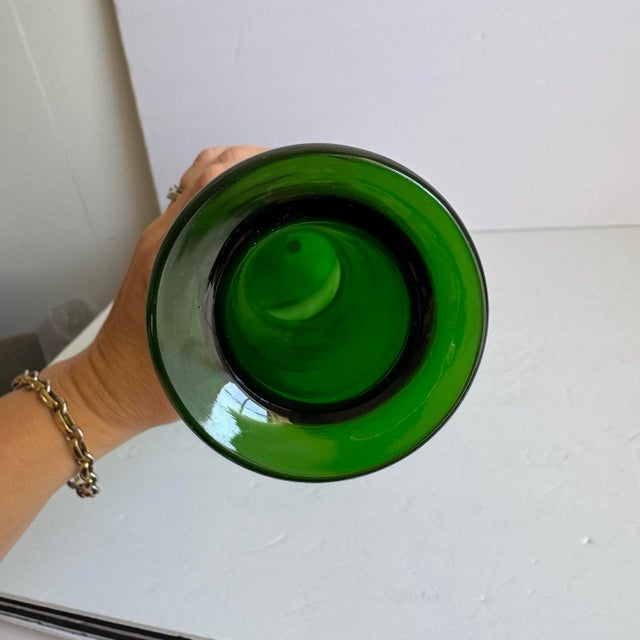 Empoli Genie Bottle Green XL 29" MCM Italian Art Glass Made in Italy Attributed For Sale - Image 10 of 12