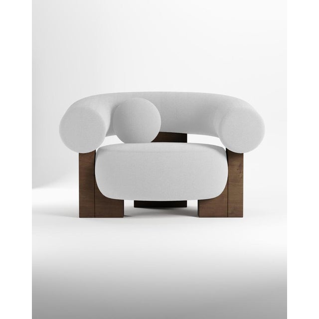 Not Yet Made - Made To Order Cassete Armchair in Boucle White and Smoked Oak by Alter Ego for Collector For Sale - Image 5 of 5