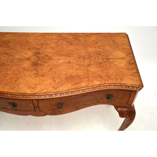 Wood Vintage Burr Walnut Console Table, 1920s For Sale - Image 7 of 11