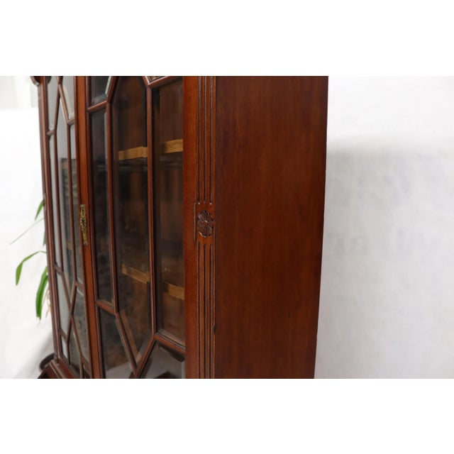 Traditional Tall Narrow English Turn of Century Mahogany Georgian Secretary Beveled Glass For Sale - Image 3 of 13