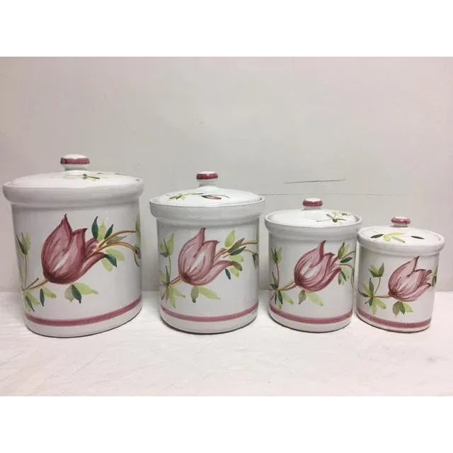 Vintage Hand Painted Terracotta Canisters Set of 4 Chairish