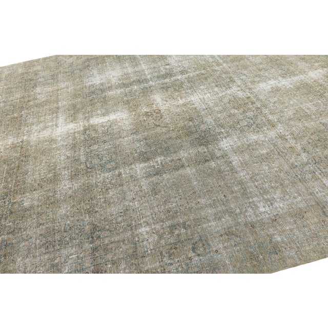 Textile Antique Tabriz Rug With Muted Sage Green and Muted Blue Medallion For Sale - Image 7 of 10