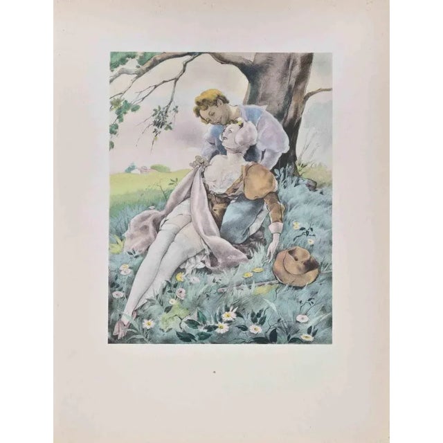 The Lovers in the countryside is a color lithograph on ivory paper, created by the Italian artist Umberto Brunelleschi...