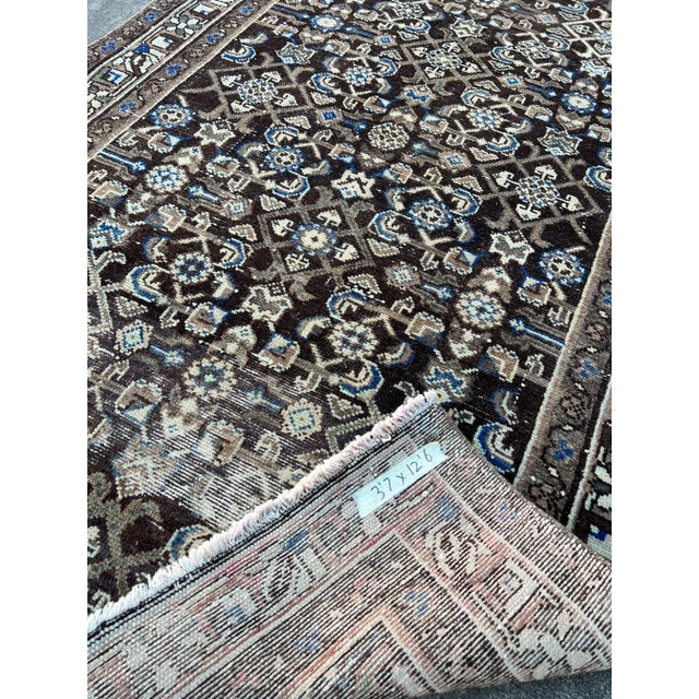 Textile 1920s Vintage Handmade Persian Nomadic Chocolate Brown Persian Rug For Sale - Image 7 of 7