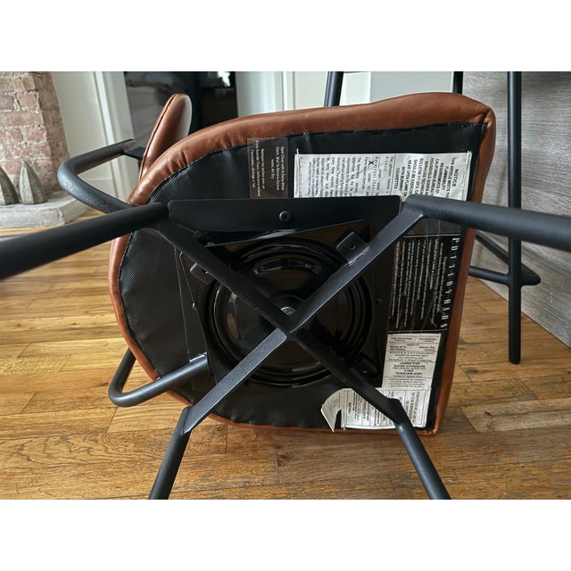West Elm Slope Leather Swivel Counter Stools / Bar Stools For Sale - Image 11 of 12