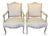 19th Century Updated Painted Louis XV Armchairs or Fauteuils -a Pair For Sale