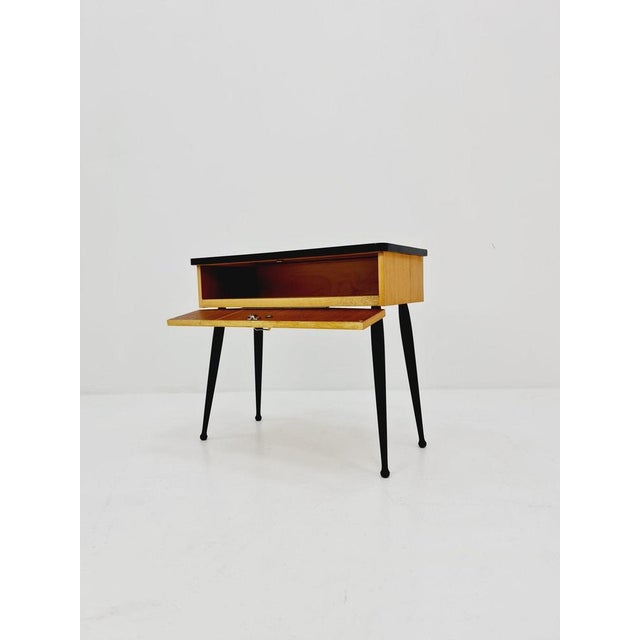 German mid-century ash wood small sideboard / side table, 1950s Dimensions: : 30 D x 62W x 55 H cm It is in good vintage...