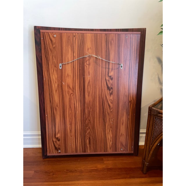 1980s Italian Style Postmodern Sculptural Rosewood Veneer Convex Wall Mirror For Sale - Image 9 of 9