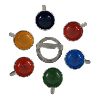 Small Mid-Century Modern Enameled Ashtrays, Germany, 1960s, Set of 6 For Sale