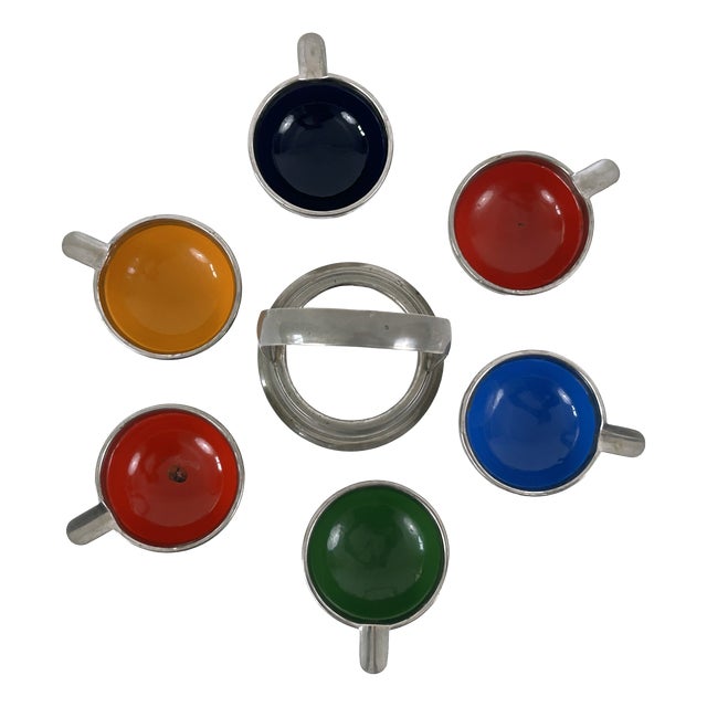 Small Mid-Century Modern Enameled Ashtrays, Germany, 1960s, Set of 6 For Sale