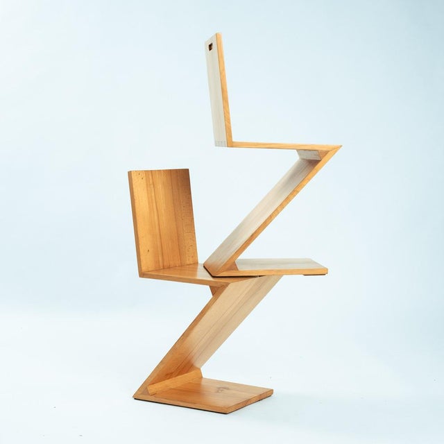 Gerrit Rietveld Modernist De Stijl Zig Zag Ashwood Chairs by Gerrit Rietveld, 1930s, Set of 4 For Sale - Image 4 of 18